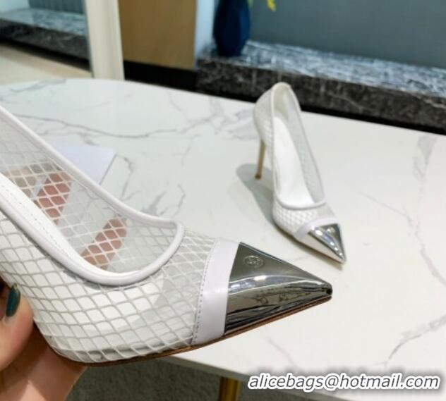 Discount Louis Vuitton Urban Twist Mesh Pump 5.5/10.5cm with Silver Cap 022546 White