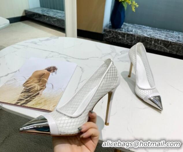 Discount Louis Vuitton Urban Twist Mesh Pump 5.5/10.5cm with Silver Cap 022546 White