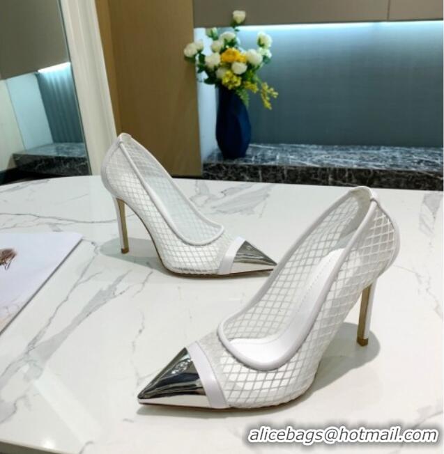 Discount Louis Vuitton Urban Twist Mesh Pump 5.5/10.5cm with Silver Cap 022546 White