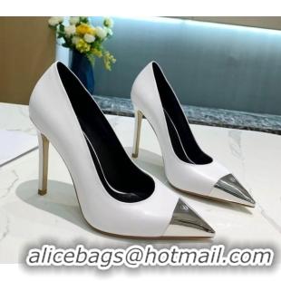 Funny Louis Vuitton Urban Twist Leather Pump 10.5cm with Silver Cap 022548 White