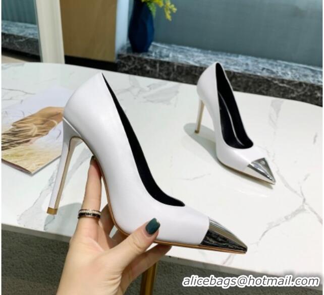 Funny Louis Vuitton Urban Twist Leather Pump 10.5cm with Silver Cap 022548 White