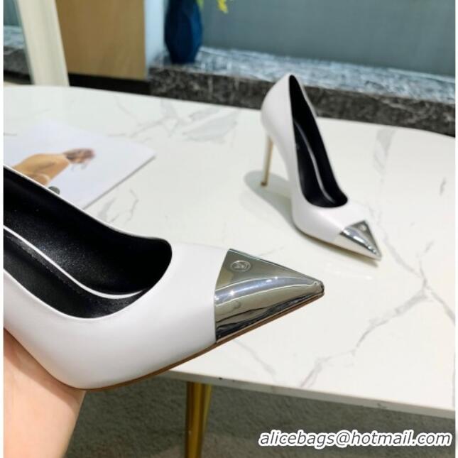 Funny Louis Vuitton Urban Twist Leather Pump 10.5cm with Silver Cap 022548 White