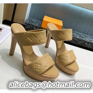 Top Quality Louis Vuitton Monogram Leather Heel Sandals 10.5cm 030864 Nude 2021