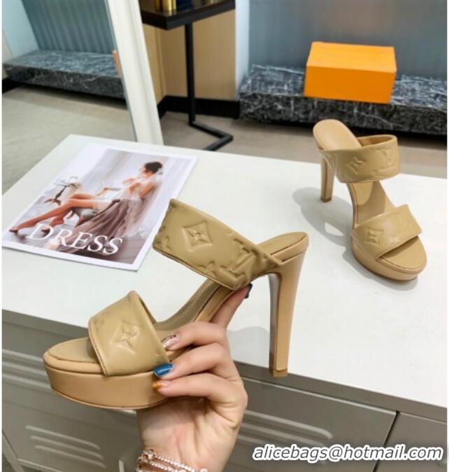 Top Quality Louis Vuitton Monogram Leather Heel Sandals 10.5cm 030864 Nude 2021