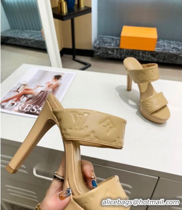 Top Quality Louis Vuitton Monogram Leather Heel Sandals 10.5cm 030864 Nude 2021