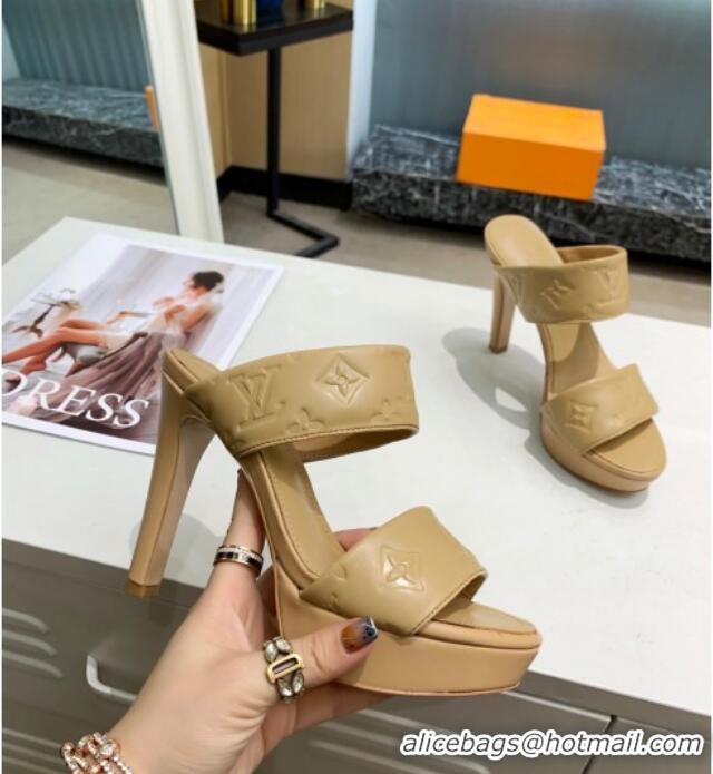 Top Quality Louis Vuitton Monogram Leather Heel Sandals 10.5cm 030864 Nude 2021