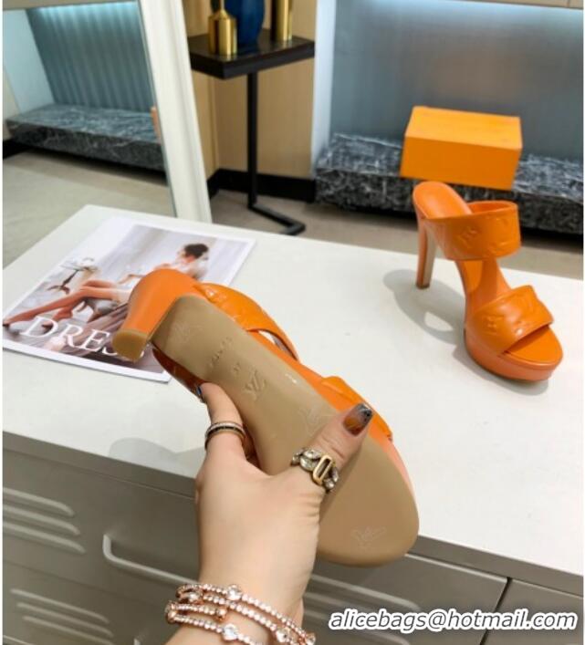 Perfect Louis Vuitton Monogram Leather Heel Sandals 10.5cm 030864 Orange 2021