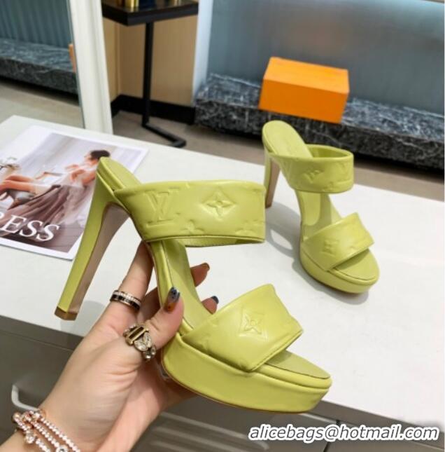 Fashion Louis Vuitton Monogram Leather Heel Sandals 10.5cm 030864 Kiwi Green 2021