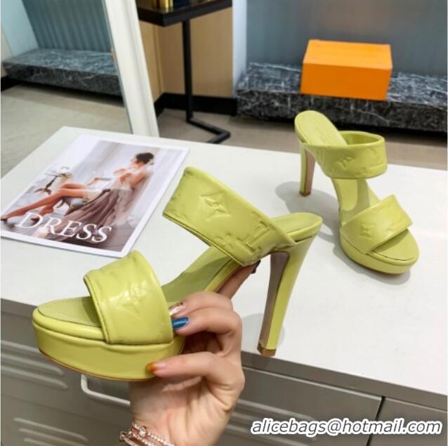 Fashion Louis Vuitton Monogram Leather Heel Sandals 10.5cm 030864 Kiwi Green 2021