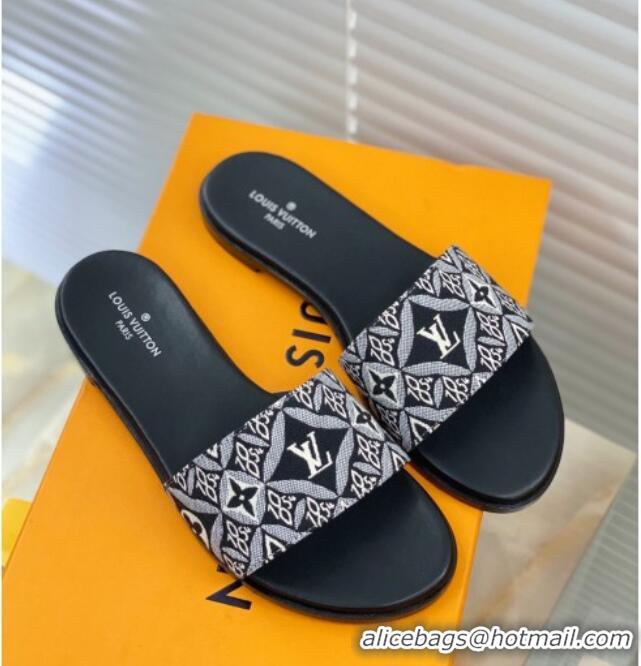 Top Quality Louis Vuitton Since 1854 Lock It Flat Slide Sandals 030871 Grey