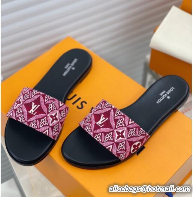 Good Product Louis Vuitton Since 1854 Lock It Flat Slide Sandals 030871 Burgundy