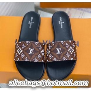 Best Design Louis Vuitton Since 1854 Lock It Flat Slide Sandals 030871 Brown