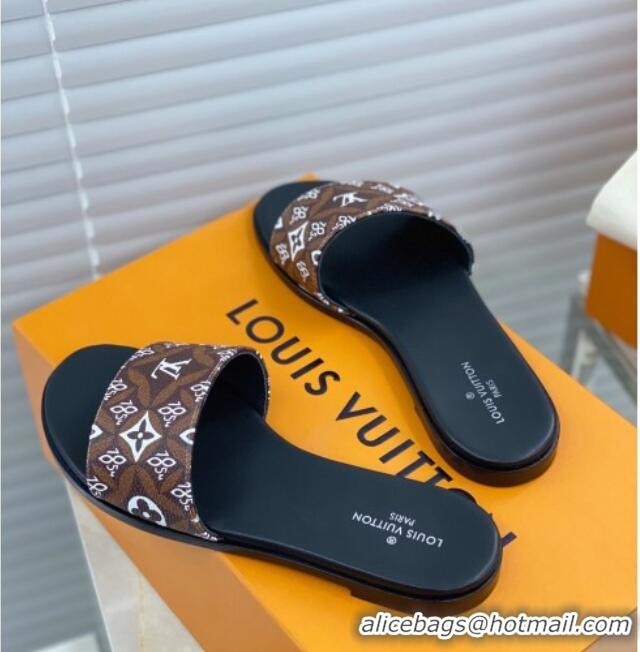 Best Design Louis Vuitton Since 1854 Lock It Flat Slide Sandals 030871 Brown