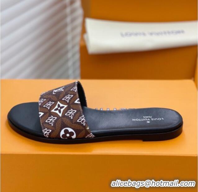 Best Design Louis Vuitton Since 1854 Lock It Flat Slide Sandals 030871 Brown