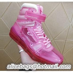 Best Luxury Louis Vuitton LV Trainer Transparent Boot Sneakers 030915 Pink 2021