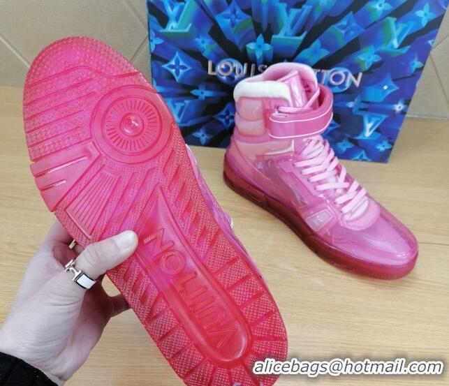 Best Luxury Louis Vuitton LV Trainer Transparent Boot Sneakers 030915 Pink 2021