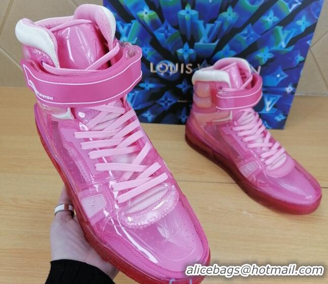 Best Luxury Louis Vuitton LV Trainer Transparent Boot Sneakers 030915 Pink 2021