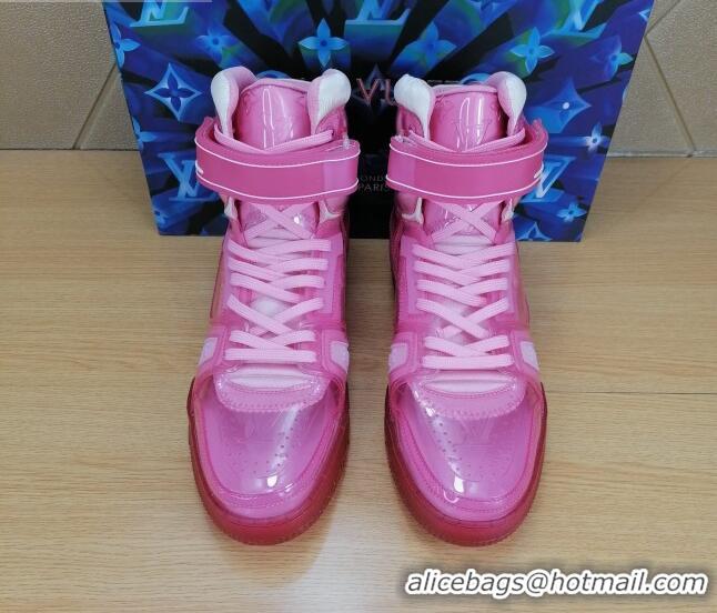 Best Luxury Louis Vuitton LV Trainer Transparent Boot Sneakers 030915 Pink 2021