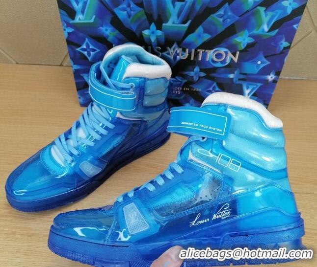 Best Luxury Louis Vuitton LV Trainer Transparent Boot Sneakers 030915 Blue 2021