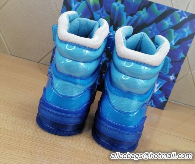 Best Luxury Louis Vuitton LV Trainer Transparent Boot Sneakers 030915 Blue 2021