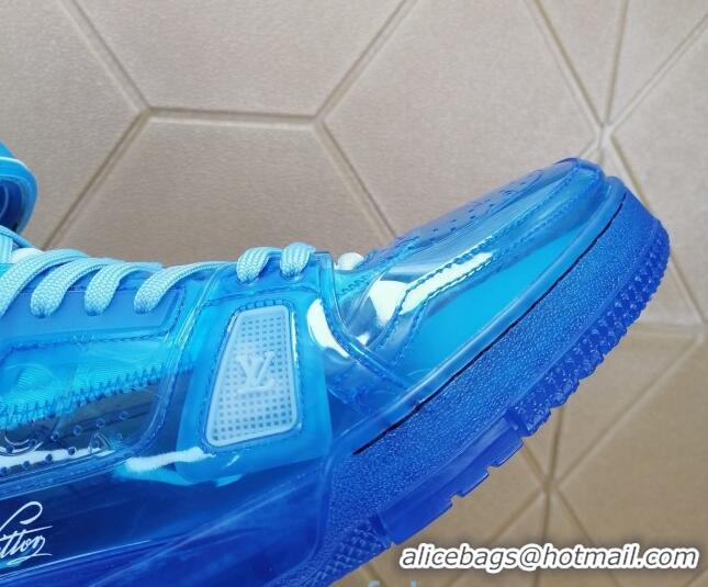 Best Luxury Louis Vuitton LV Trainer Transparent Boot Sneakers 030915 Blue 2021