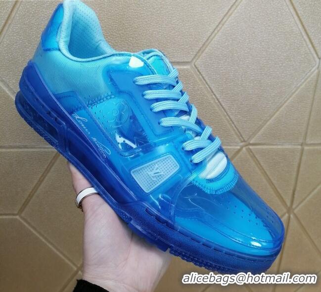 Cute Louis Vuitton LV Trainer Transparent Low-top Sneakers 030918 Blue 2021