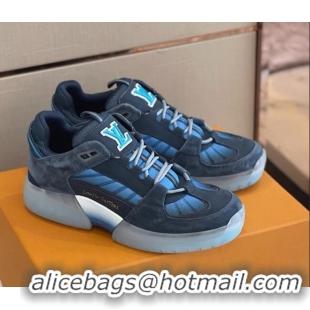 Custom Louis Vuitton Men's A View Sneakers 030923 Blue