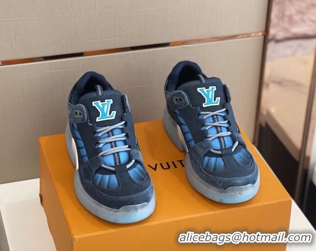 Custom Louis Vuitton Men's A View Sneakers 030923 Blue