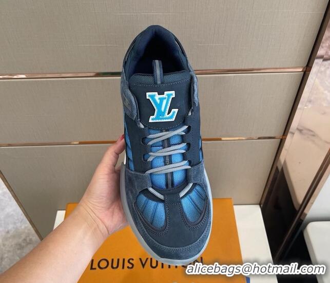 Custom Louis Vuitton Men's A View Sneakers 030923 Blue