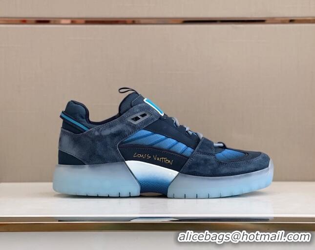 Custom Louis Vuitton Men's A View Sneakers 030923 Blue