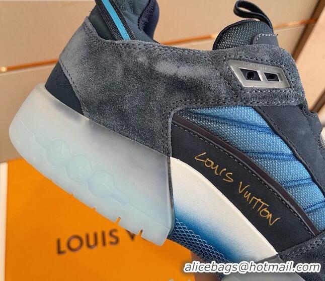 Custom Louis Vuitton Men's A View Sneakers 030923 Blue