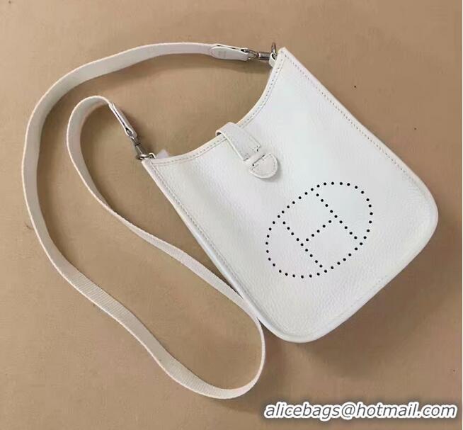 New Cheap Hermes Evelyne original togo leather mini Shoulder Bag H15698 White