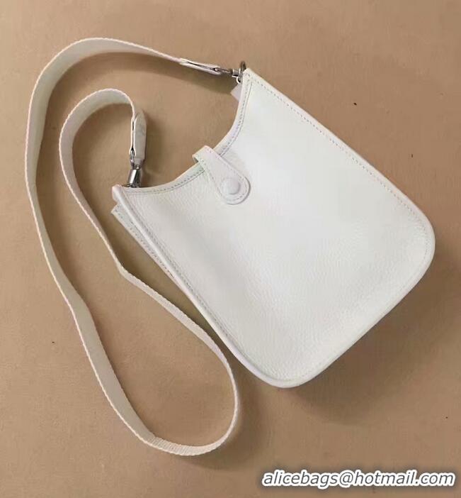 New Cheap Hermes Evelyne original togo leather mini Shoulder Bag H15698 White