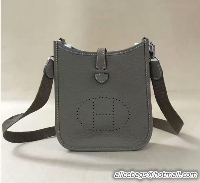 Super Quality Hermes Evelyne original togo leather mini Shoulder Bag H15698 Dark Grey