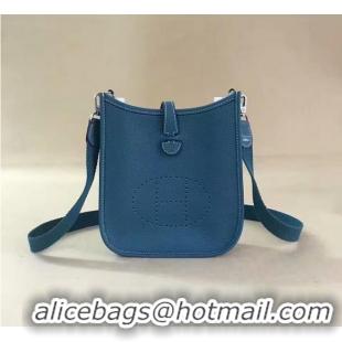 Luxury Cheap Hermes Evelyne original togo leather mini Shoulder Bag H15698 blue