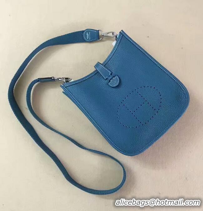 Luxury Cheap Hermes Evelyne original togo leather mini Shoulder Bag H15698 blue