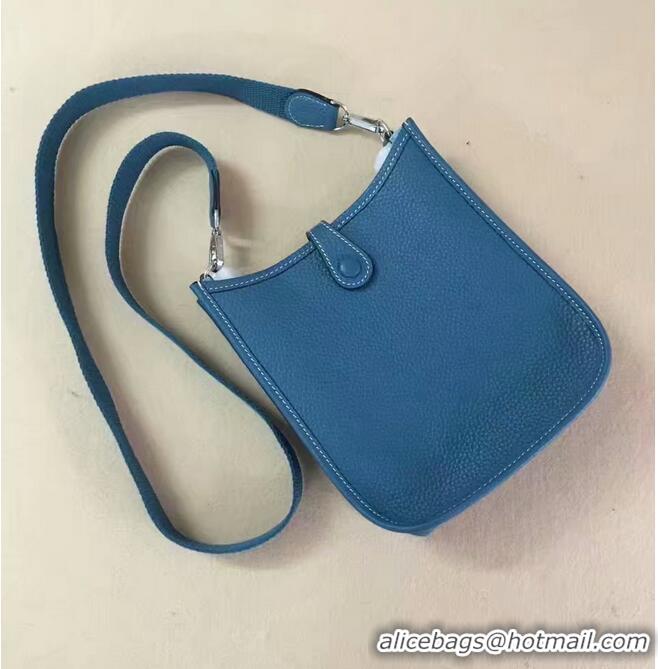 Luxury Cheap Hermes Evelyne original togo leather mini Shoulder Bag H15698 blue