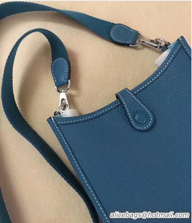 Luxury Cheap Hermes Evelyne original togo leather mini Shoulder Bag H15698 blue