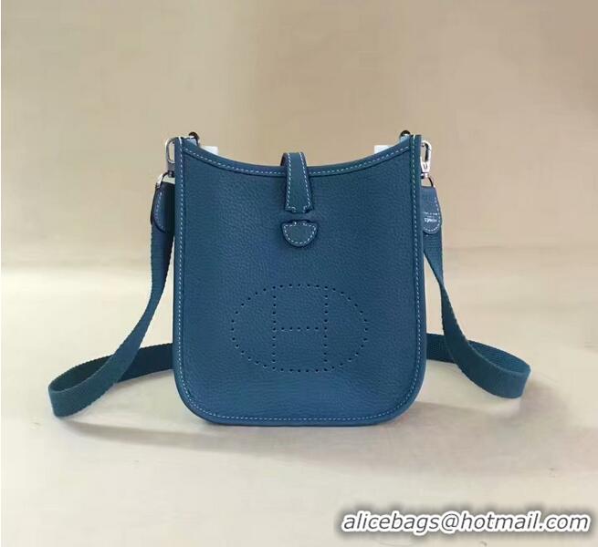 Luxury Cheap Hermes Evelyne original togo leather mini Shoulder Bag H15698 blue