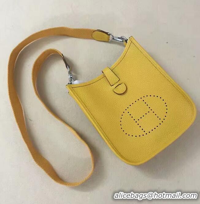 New Style Hermes Evelyne original togo leather mini Shoulder Bag H15698 yellow