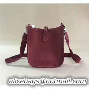 Top Grade Hermes Evelyne original togo leather mini Shoulder Bag H15698 Burgundy