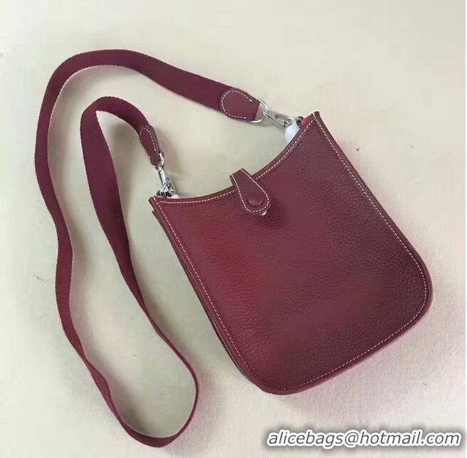 Top Grade Hermes Evelyne original togo leather mini Shoulder Bag H15698 Burgundy