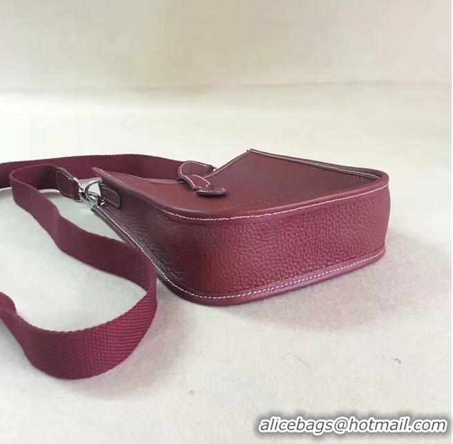 Top Grade Hermes Evelyne original togo leather mini Shoulder Bag H15698 Burgundy