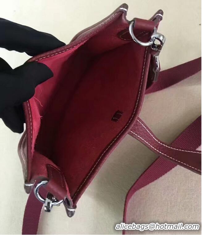 Top Grade Hermes Evelyne original togo leather mini Shoulder Bag H15698 Burgundy