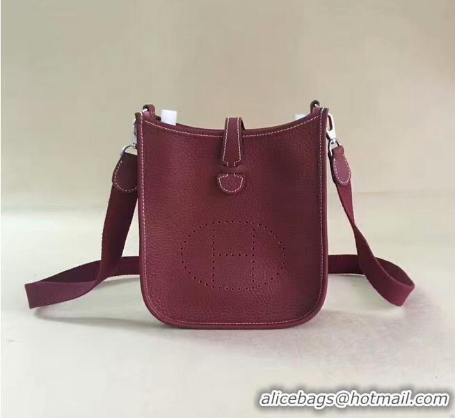 Top Grade Hermes Evelyne original togo leather mini Shoulder Bag H15698 Burgundy