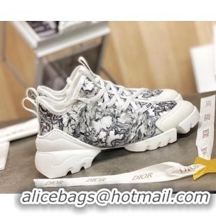 Grade Quality Dior D-Connect Sneakers in Print Technical Fabric 111050 Black/White