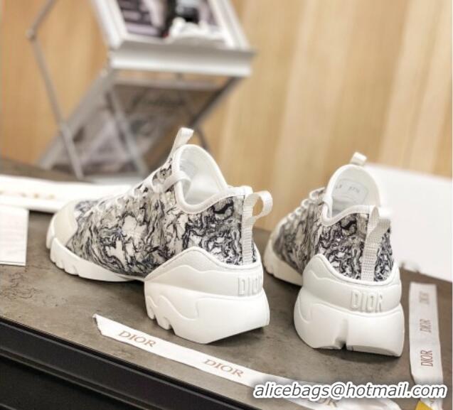 Grade Quality Dior D-Connect Sneakers in Print Technical Fabric 111050 Black/White