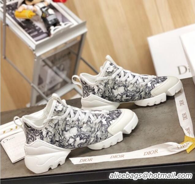 Grade Quality Dior D-Connect Sneakers in Print Technical Fabric 111050 Black/White