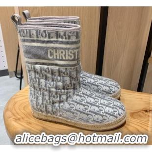 Purchase Dior Chez Moi Granville Short Slip-on Short Boots in Grey Oblique Embroidered Velvet 111258