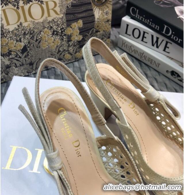 Best Price Dior x Moi Slingback Pumps in White Cannage Embroidered Mesh 111301